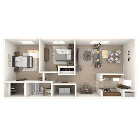 2 Bedroom floor plan at Summerhill Estates Apartments in Lansing, MI